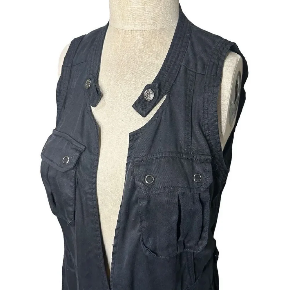 Free People Desert Daylight Mini Wrap Dress Black Utility Look no belt Size Smal